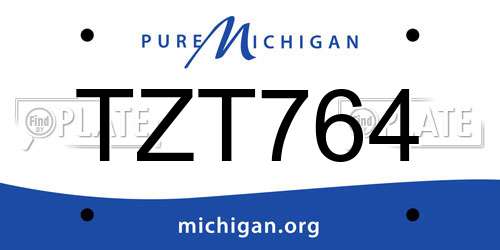 TZT764 Michigan License Plate