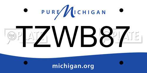 TZWB87 Michigan License Plate
