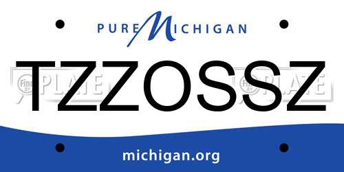 TZZOSSZ Michigan License Plate
