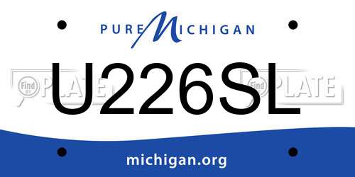 U226SL Michigan License Plate