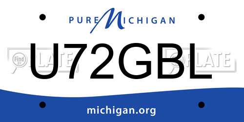 U72GBL Michigan License Plate