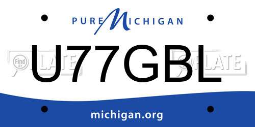 U77GBL Michigan License Plate