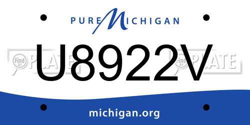 U8922V Michigan License Plate