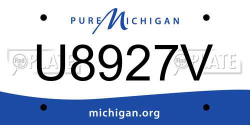 U8927V Michigan License Plate