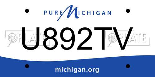 U892TV Michigan License Plate
