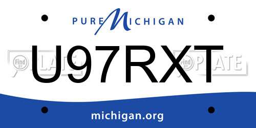 U97RXT Michigan License Plate