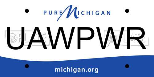 UAWPWR Michigan License Plate