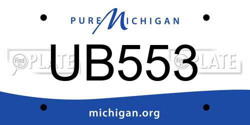 UB553 Michigan License Plate