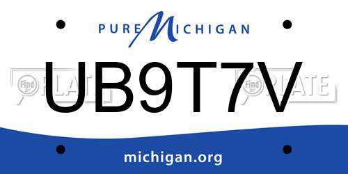 UB9T7V Michigan License Plate