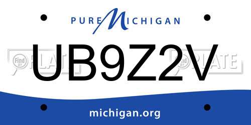 UB9Z2V Michigan License Plate