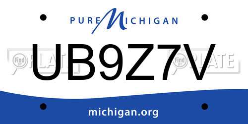 UB9Z7V Michigan License Plate