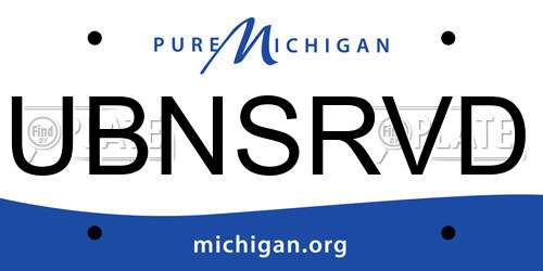 UBNSRVD Michigan License Plate