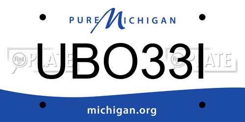 UBO33I Michigan License Plate
