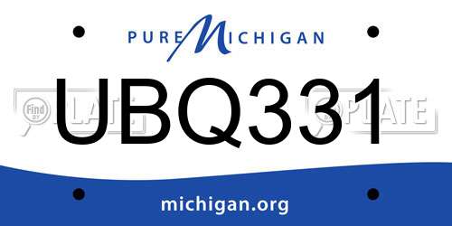 UBQ331 Michigan License Plate