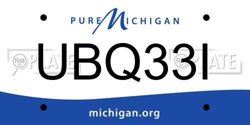 UBQ33I Michigan License Plate
