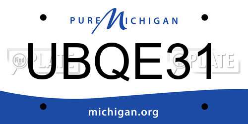 UBQE31 Michigan License Plate