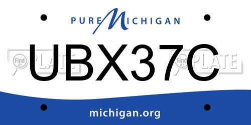 UBX37C Michigan License Plate