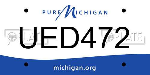 UED472 Michigan License Plate