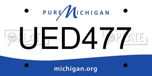 UED477 Michigan License Plate