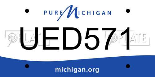 UED571 Michigan License Plate