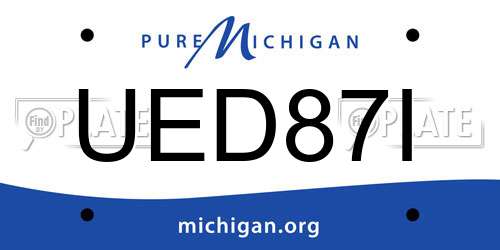 UED87I Michigan License Plate