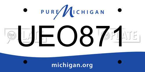 UEO871 Michigan License Plate
