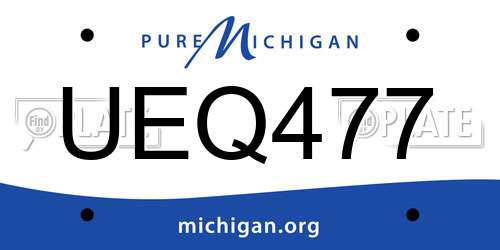 UEQ477 Michigan License Plate