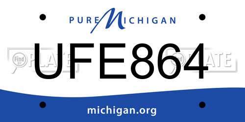 UFE864 Michigan License Plate