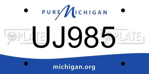 UJ985 Michigan License Plate
