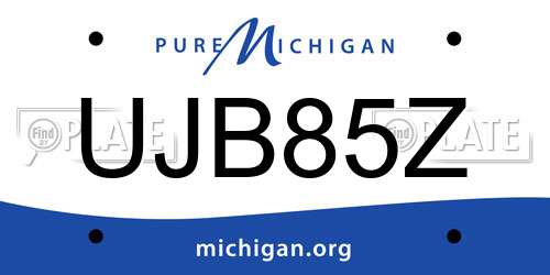 UJB85Z Michigan License Plate