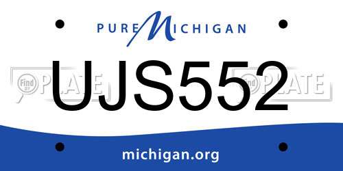 UJS552 Michigan License Plate