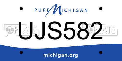 UJS582 Michigan License Plate