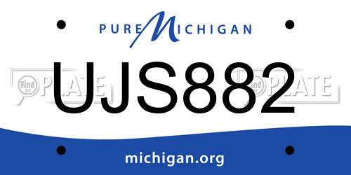 UJS882 Michigan License Plate