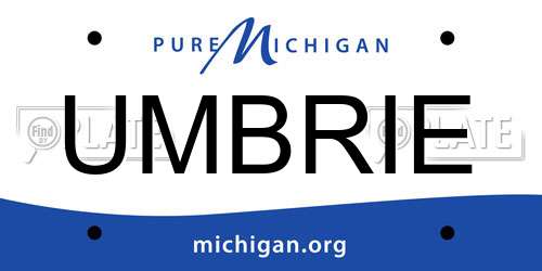 UMBRIE Michigan License Plate