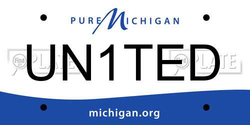 UN1TED Michigan License Plate
