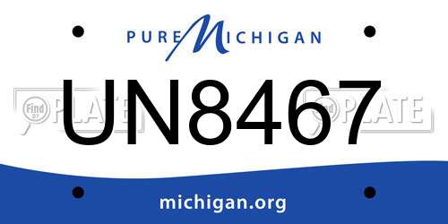 UN8467 Michigan License Plate
