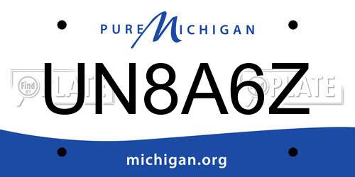 UN8A6Z Michigan License Plate