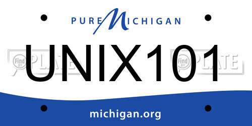 UNIX101 Michigan License Plate