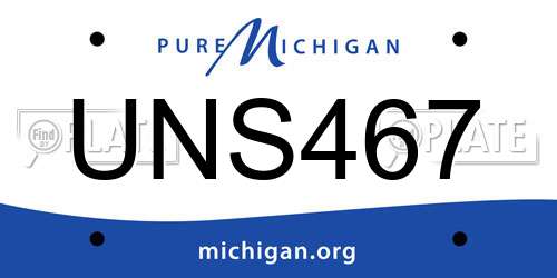 UNS467 Michigan License Plate