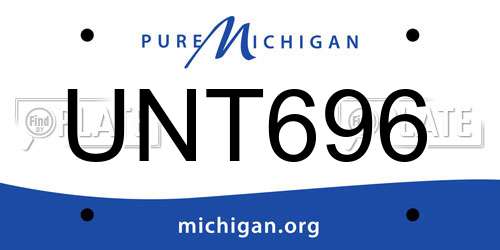 UNT696 Michigan License Plate