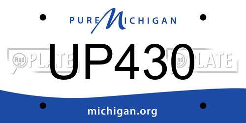 UP430 Michigan License Plate