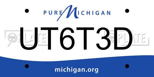UT6T3D Michigan License Plate
