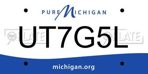 UT7G5L Michigan License Plate