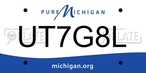 UT7G8L Michigan License Plate