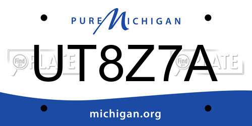 UT8Z7A Michigan License Plate