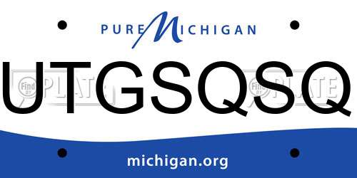 UTGSQSQ Michigan License Plate