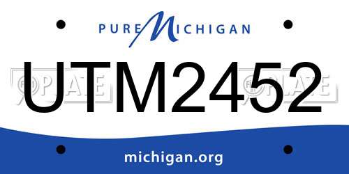 UTM2452 Michigan License Plate