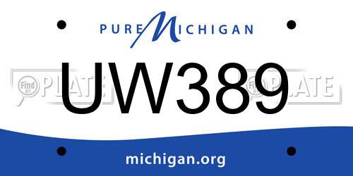 UW389 Michigan License Plate