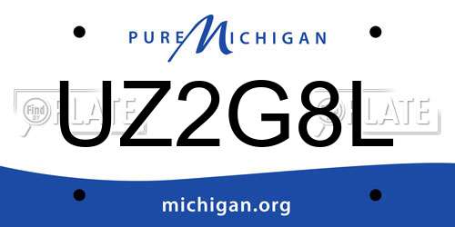 UZ2G8L Michigan License Plate