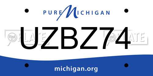 UZBZ74 Michigan License Plate